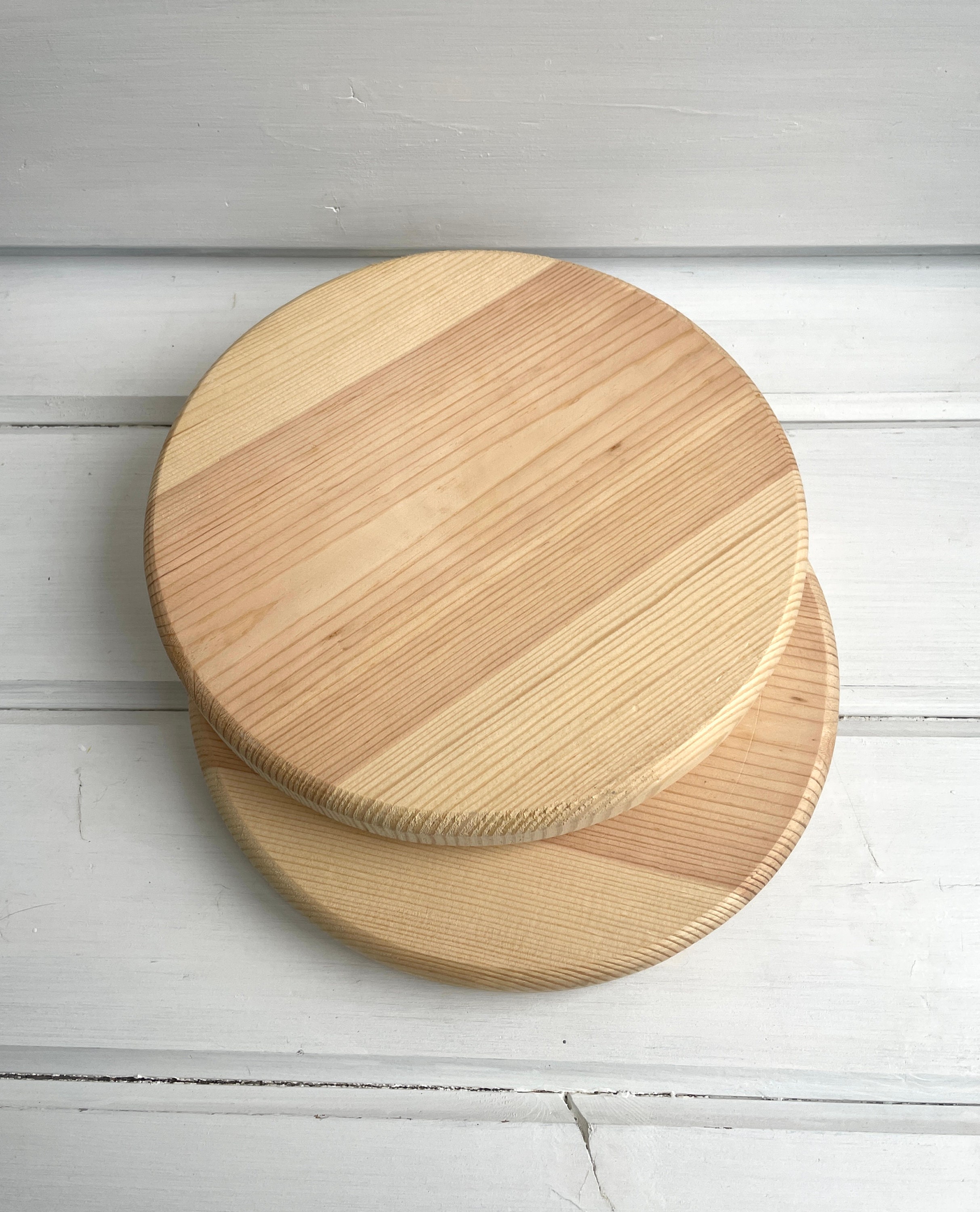 Set of 2 Large Round Cutting Board Wooden Unfinished Natural Etsy