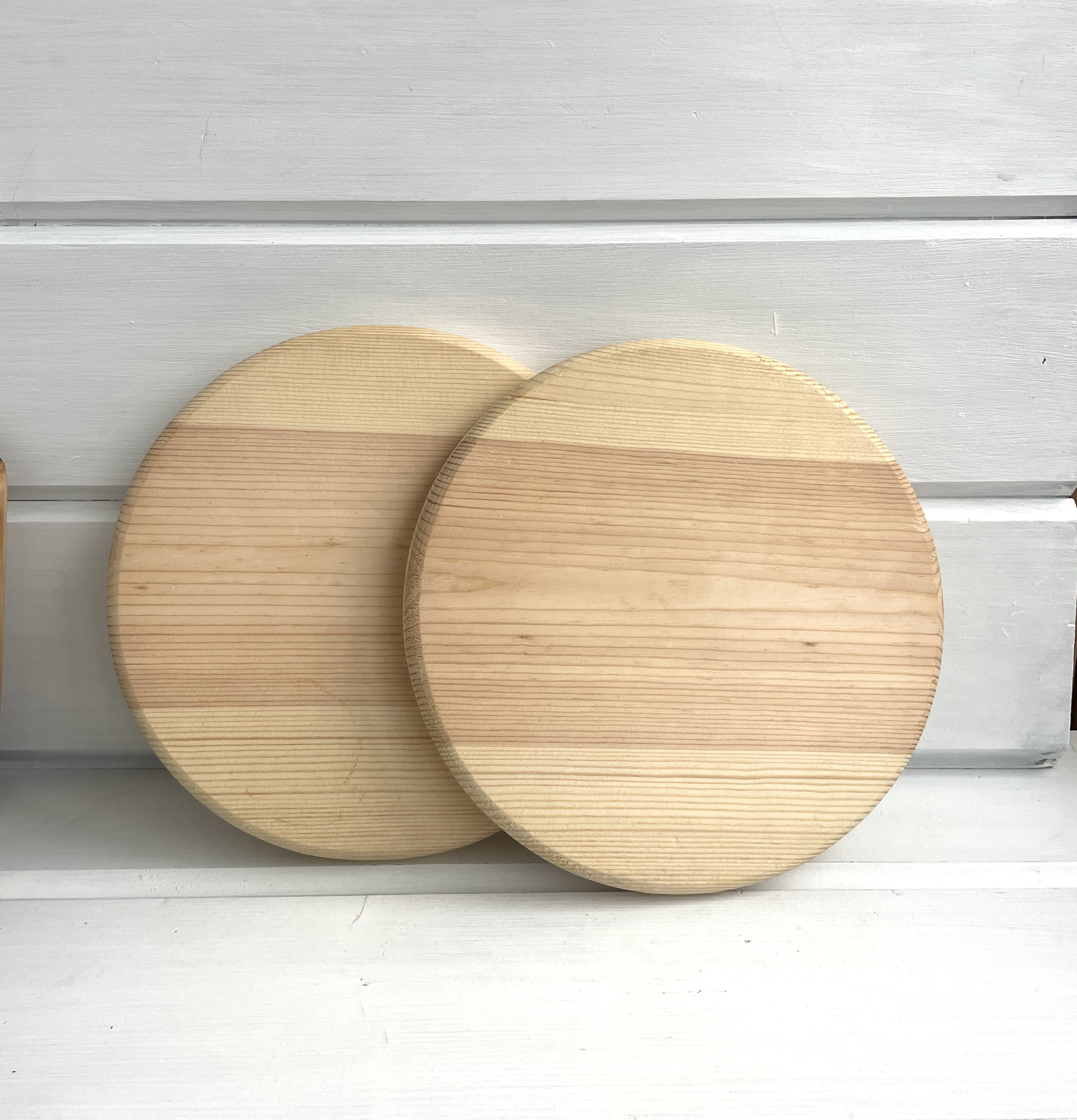 Set of 2 Large Round Cutting Board Wooden Unfinished Natural Etsy