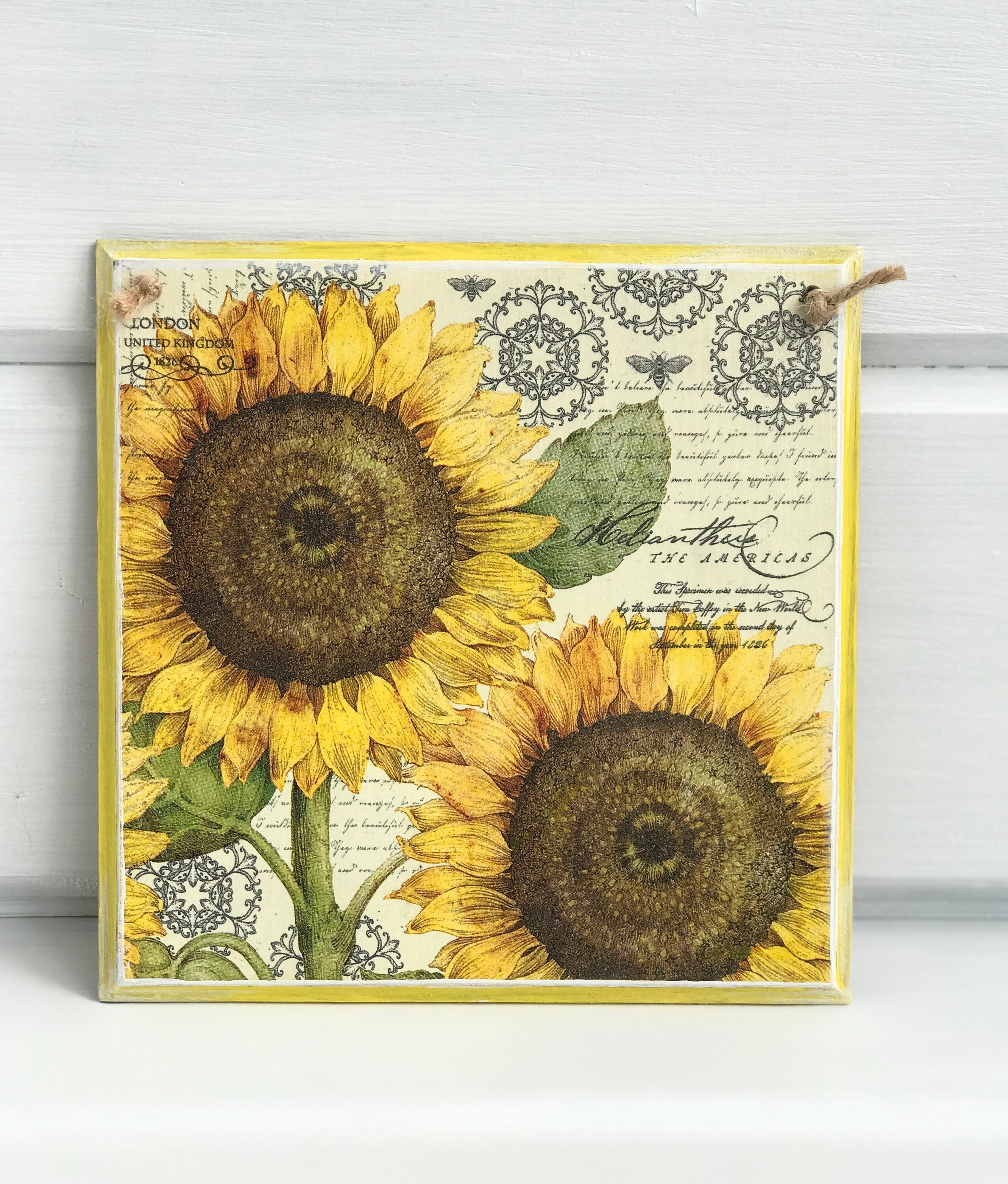 Sunflower wall hanging Sunflower kitchen decor Farmhouse Etsy