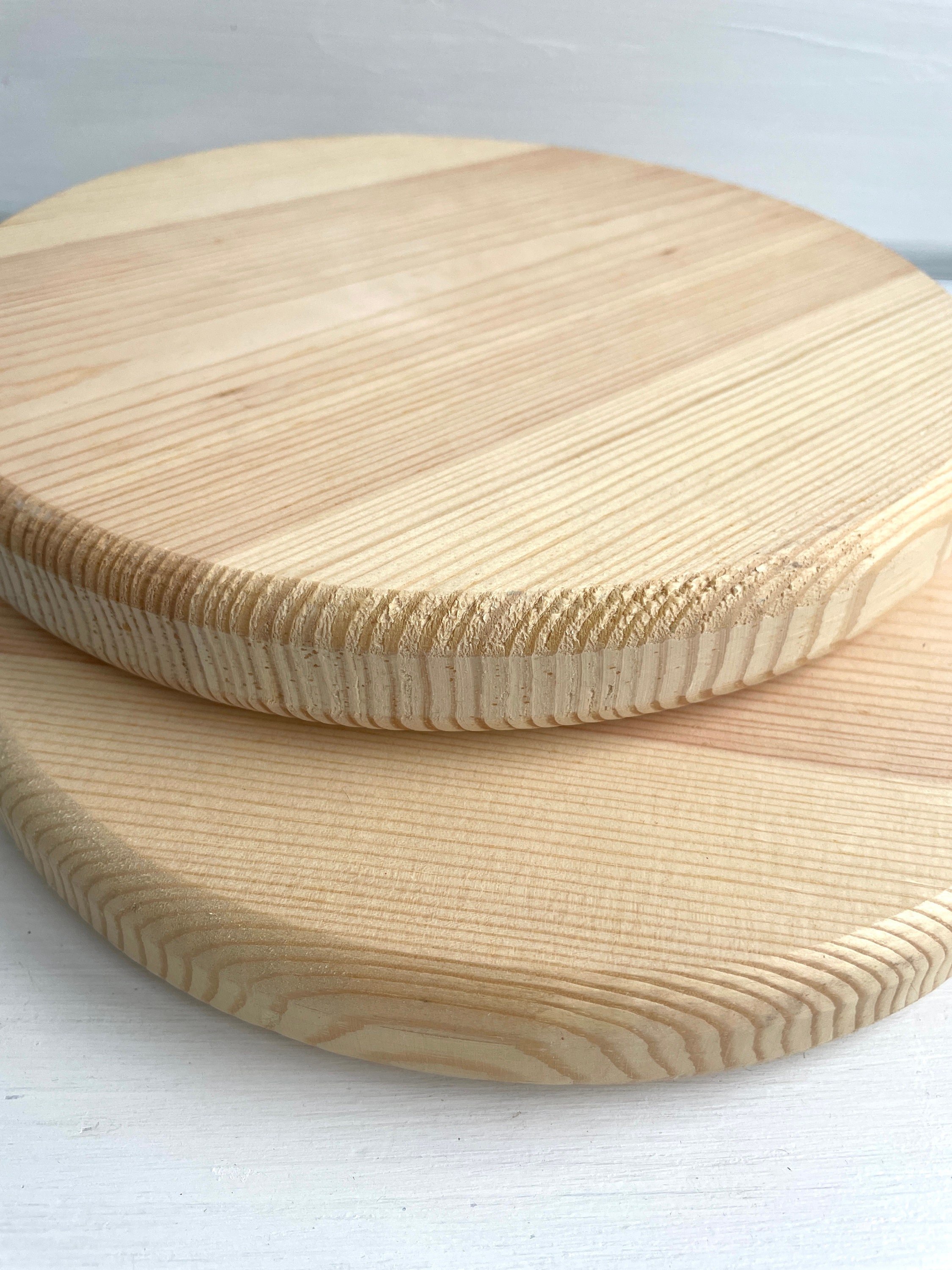 Set of 2 Large Round Cutting Board Wooden Unfinished Natural Etsy