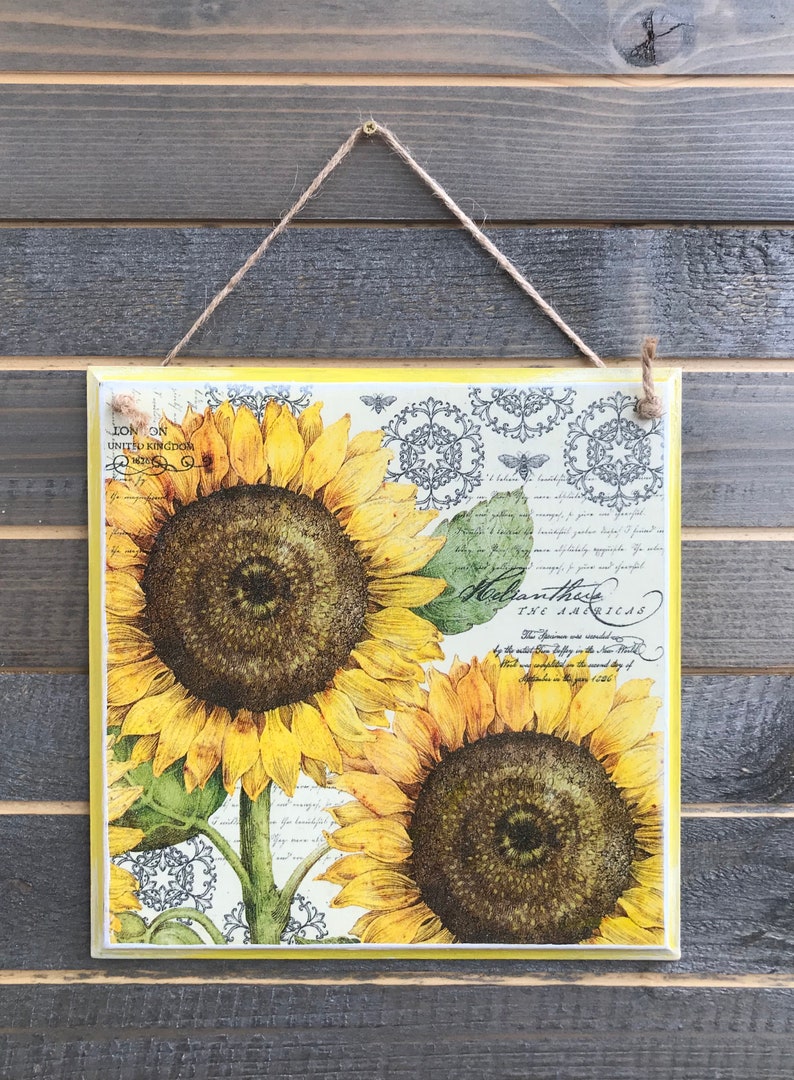 Sunflower Wall Hanging Sunflower Sign Sunflower Kitchen Etsy