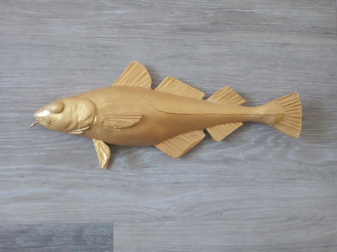 Hand Carved Golden Cod, Marblehead Mascot, Wooden Fish Wall Decor, 9-12 ...