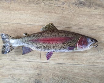 ニジマス、Oncorhynchus mykiss、17〜21インチの3D壁掛け木製魚 ニジマス、Oncorhynchus mykiss、17〜21インチの3D壁掛け木製魚