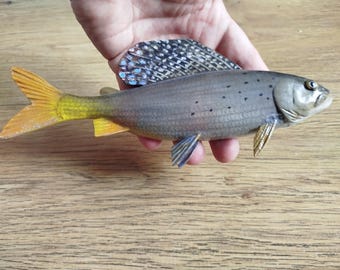 Arctic grayling, Thymallus arcticus, 5-8 inches 3D wooden fish, both sides hand carved and painted, fish carving for order