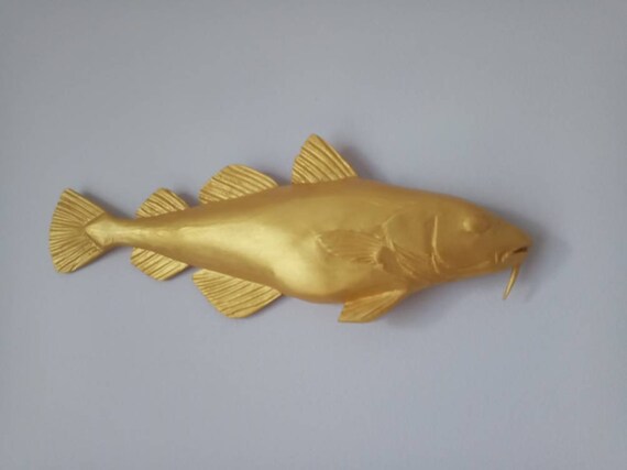 Cod Fish Statue Home Décor Taxidermy & Curiosities Home & Living 35 cm 3D wall wooden ...
