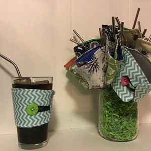 Cold or Hot Cozy with Metal Straw Holder