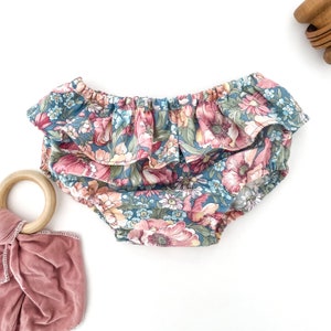 Ruffled Vintage Bloomers | Toddler Bloomers | Baby girl Clothes | Going Home Outfit | Baby Shower Gift | Light Blue Floral