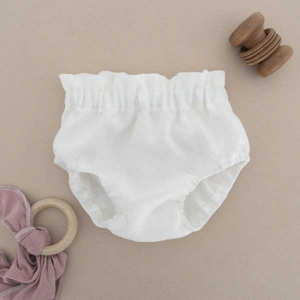 White Linen Bloomers | Toddler Bloomers | Baby girl Clothes | Newborn Going Home Outfit | Baby Shower Gift | Bummies, Diaper Cover