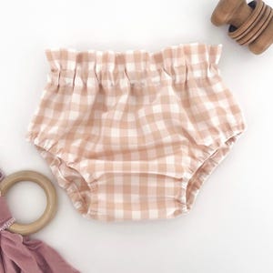 Tan Gingham Baby Girl Bloomers | Baby Girl | Girl Diaper Cover | Diaper Cover | Baby girl Clothes | Going Home Outfit