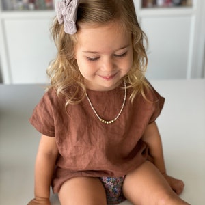 Toddler Girls Linen Top, Baby Girl Linen Clothing, Boxy Girls Top, Baby Girl T-Shirt, Gender Neutral Top  (multiple colors available)