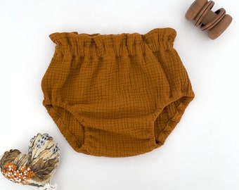 Mustard Gauze Bloomers | Baby Girl Clothes, Coming Home Outfit, First Birthday Outfit, Baby Shower Gift, Toddler Shorties | Fall outfit