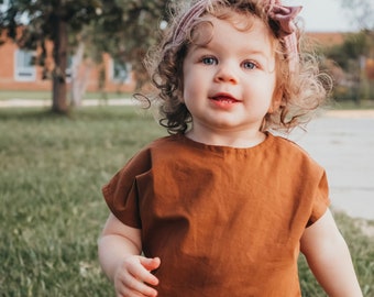 Boxy Top in Organic Cotton & Hemp Blend | Baby Girl Top | Toddler Clothes | Baby Girl Clothes | Gender Neutral Top | Brown