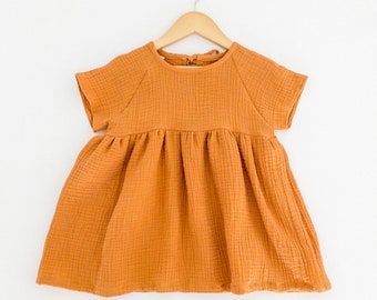 Rust Gauze Toddler Girls Dress