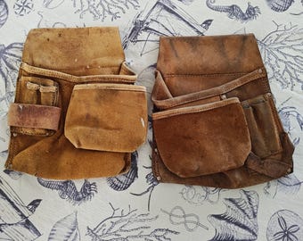 Vintage Leather Multi Pocket Pouch Organizer for Tool Belt