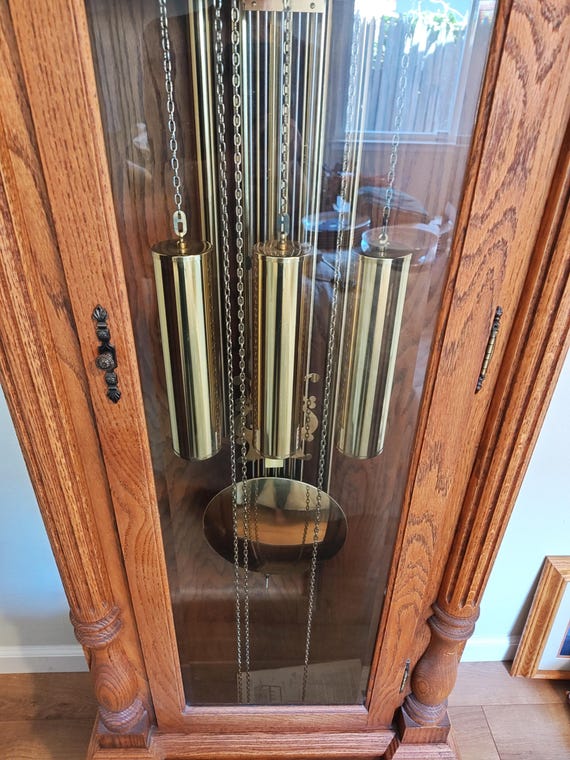 Emperor Clock Company Solid Oak Grandfather Clock Weight Driven