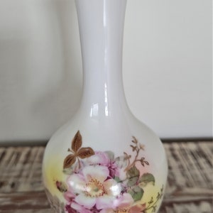 Vintage Schumann Arzberg Germany &quot;Wild Rose&quot; 20cm Knospe Vase in Gold getrimmt