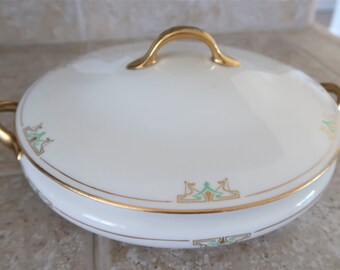 Antieke Warwick China terrine met deksel, schaal met deksel, groente met deksel