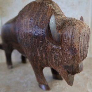 Vintage Ironwood Buffalo Statue/carving image 5