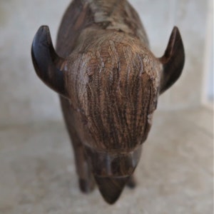 Vintage Ironwood Buffalo Statue/carving image 2