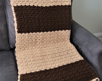 Handgemaakte vintage afghaanse in chocolade en carmel kleuren
