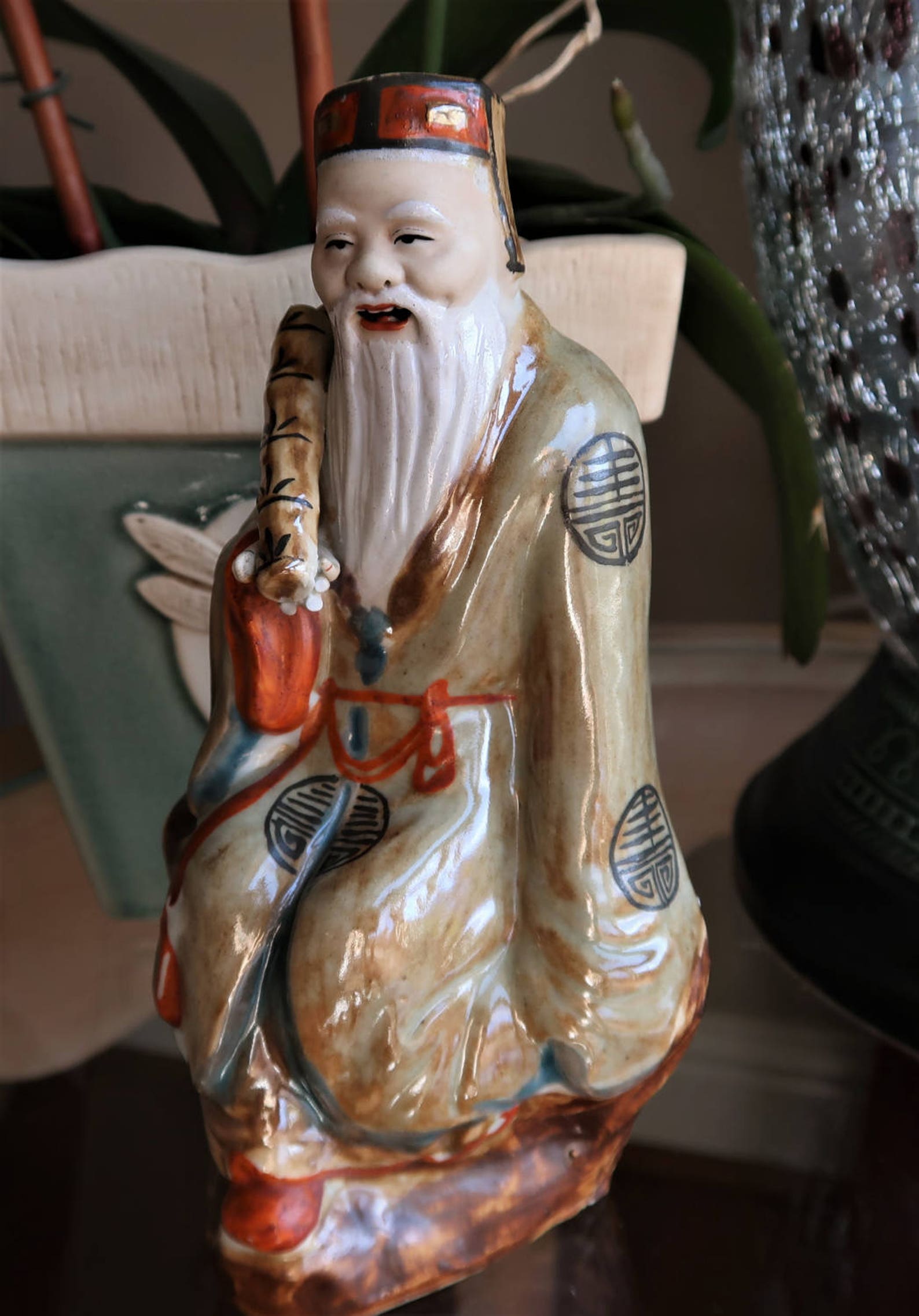 Vintage Taoist Teacher Figurine Immortal Scholar Mud Man Etsy
