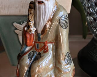 Vintage Taoist Teacher Figurine Immortal Scholar Mud man