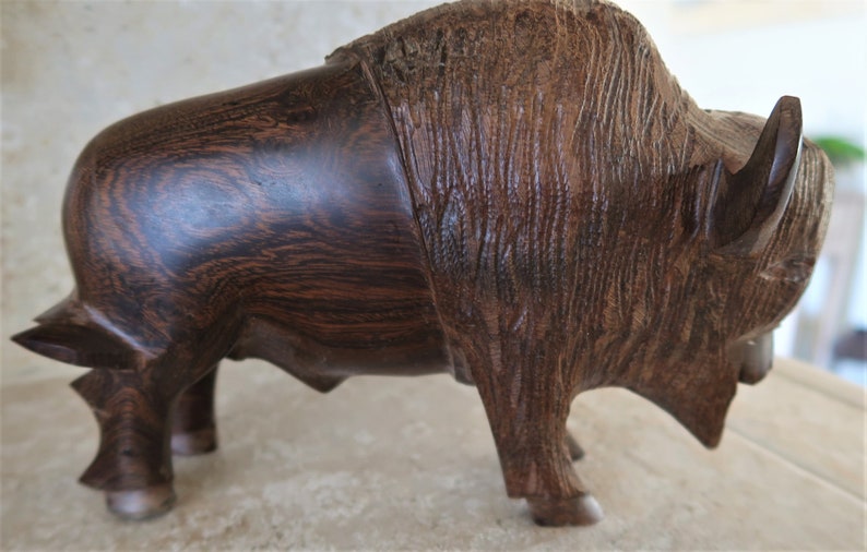 Vintage Ironwood Buffalo Statue/carving image 3