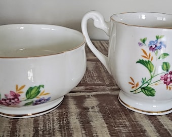 Windsor Bone China Floral Creamer and Sugar Set