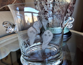 Vintage Etched Crystal Ice bucket,champagne bucket, wine chiller, vintage barware