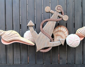 Anchor with sea shells Coastal wall Decor