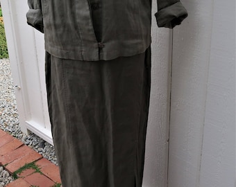Vintage "Part Two" Brand 100% Linen Jacket and matching long skirt with side slit