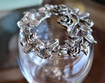 Radcliffe pewter Angel Wreath Potpourri bowl ,Floral Wreath ,Roses and ribbon,collectible, trinket bowl