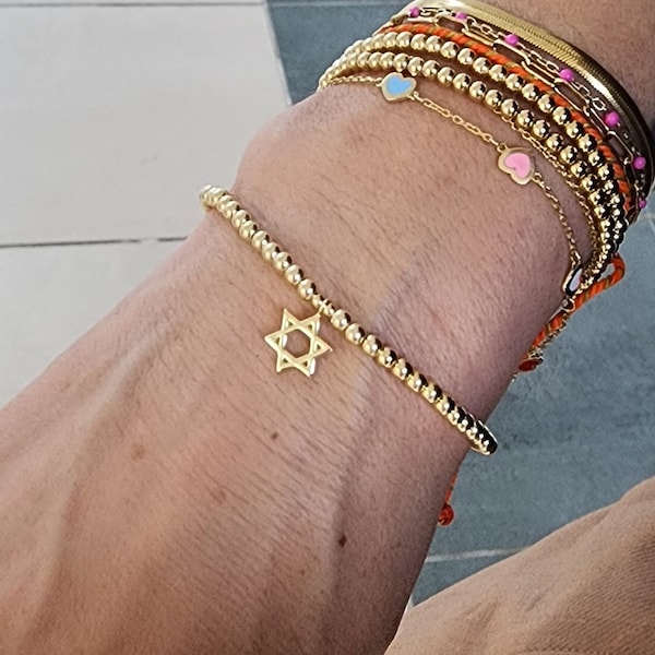 Star of David Gold Filled Bracelet, Isabella Celini, 14kt Gold Filled, Stretch Stacking Bracelet, isabella Celini, Boho Chic, Gift for Women