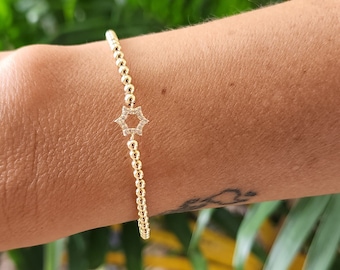 Star of David Gold Filled Bracelet, Isabella Celini, 14kt Gold Filled, Stretch Stacking Bracelet, isabella Celini, Boho Chic, Gift for Women