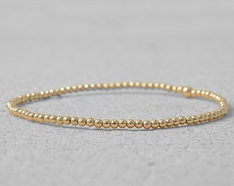 Gold Filled 2 mm Beaded Layering Bracelet, Isabella Celini, Gold Filled Bracelet, Gift For Women, Handmade