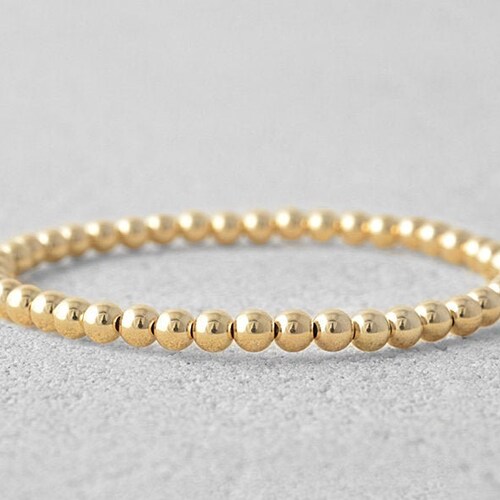 Gold Filled 5 Mm Beaded Layering Bracelet Isabella Celini Etsy