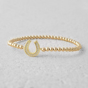 Gold Filled Beaded Horseshoe Bracelet, Isabella Celini, Gold Filled Beads, Stretch Stacking Bracelet, Boho Chic, Gift for Women