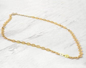 Sterling Silver Oval Disc Chain Necklace, Dainty Layering Necklace
