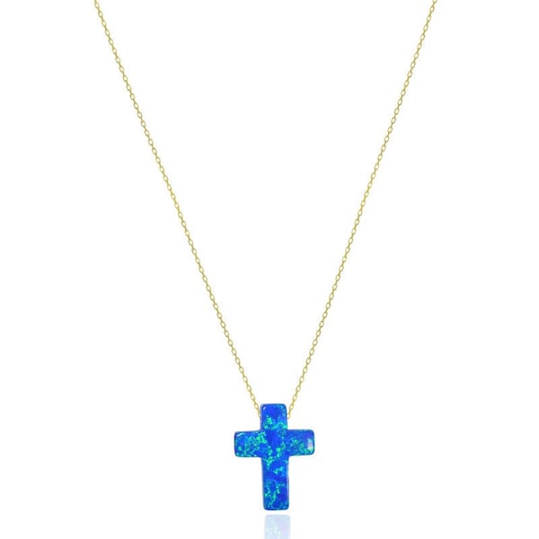 Opal Cross Necklace, Opal Cross Pendant, Dainty pendant, Gift for Her, Isabella Celini, Gift for Her