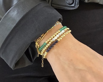 Gold Filled Gemstone Bracelet - Semi Precious Beads - Tarnish Free - Stackable - Ladies Jewelry