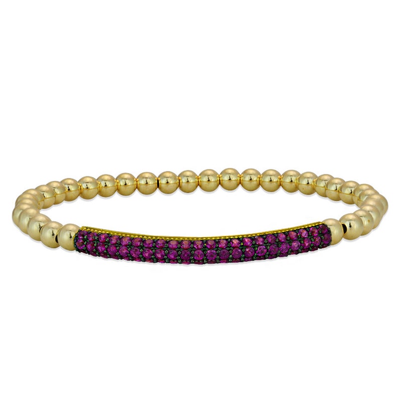 Pave Bar Gold Filled Bracelet, Isabella Celini, Gold Filled Beads, Stretch Stacking Bracelet, Boho Chic, Gift for Women, Bridesmaid Jewelry Black
