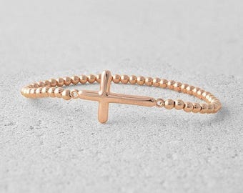 Pulsera de cruz bañada en oro - Joyería religiosa bohemia hippie para mujer - Sin deslustre