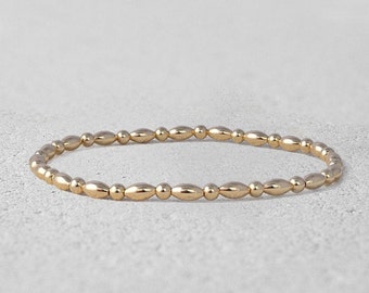 Gold Filled 3 mm and 5x3 mm Oval Bead Layering Bracelet, Anklet, Isabella Celini, Gold Filled Beads, Stretch Stacking Bracelet, Boho Chic