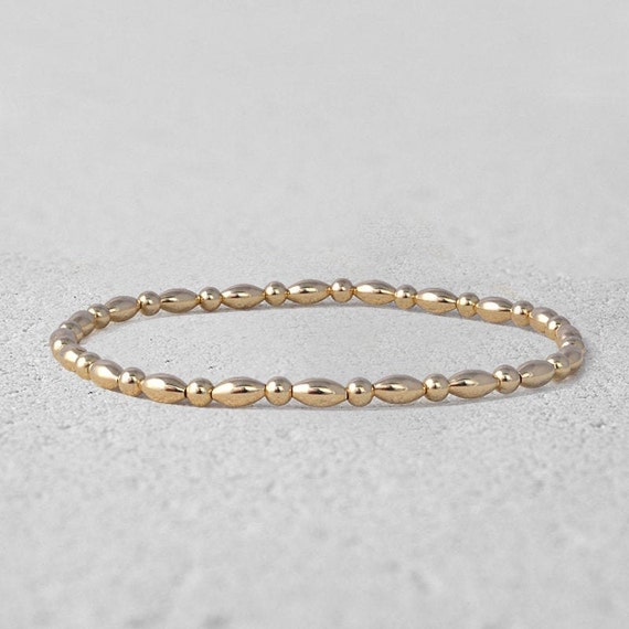 Gold Filled 3 mm and 5x3 mm Oval Bead Layering Bracelet Etsy