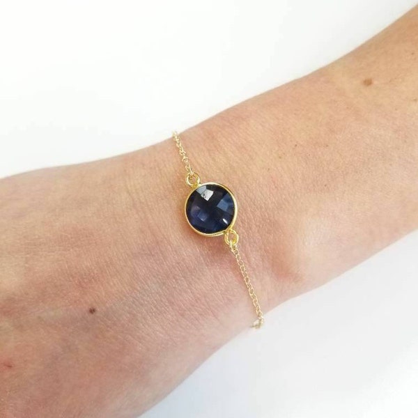 Blue Quartz Pendant Sterling Silver Bracelets, 14kt Gold Filled Chain Isabella Celini, Dainty Bracelets, Gift for Her, Perfect Gift