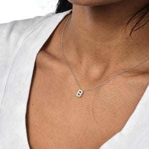 Tiny CZ Sterling Silver Initial Pendant Necklace - Personalized Gift - Layering Name Necklace