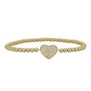 Delicate Gold Filled CZ Heart Bracelet  Elegant Beaded Jewelry for Women - Isabella Celini