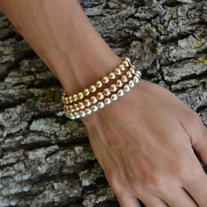 Gold Filled 6 mm Beaded Bracelet, Layer Bracelets, Stackable Bracelets, Gift for Her, Isabella Celini image 2