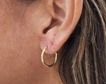 14kt Solid Gold Hoop  Earring , Gold  Earring, Solid 14kt Gold, Yellow Gold Earring, Hoops, Gift for Women, Isabella Celini