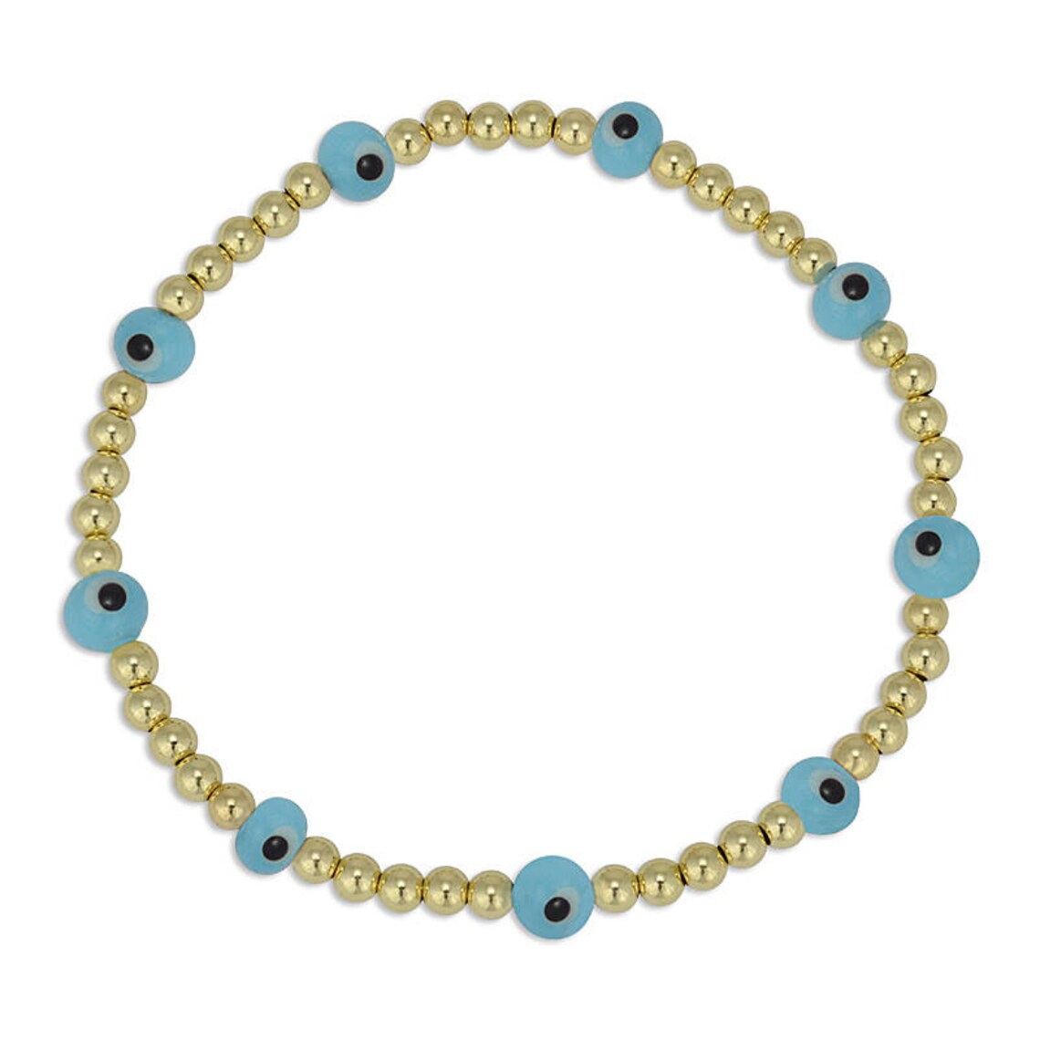 Gold beaded evil eye bracelet Clearance